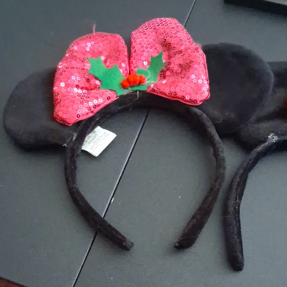 Festive Red Sequin Mouse Ears Headband